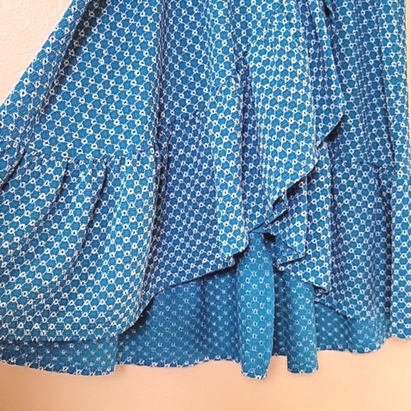 Maggy London Teal Eyelet Ruffle Hem Maxi Dress Spring Boho Girly - Size 8 - Picture 4 of 9